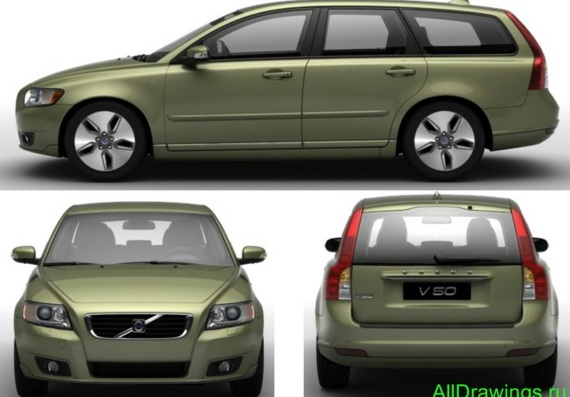 Volvo V50 (2009) (Вольво В50 (2009)) - чертежи (рисунки) автомобиля